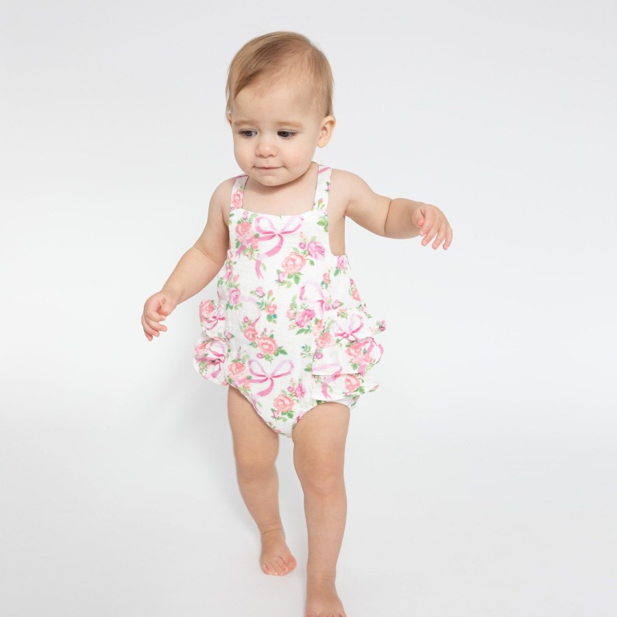 Clothing Angel Dear | Ruffle Sunsuit-Coquette Bows