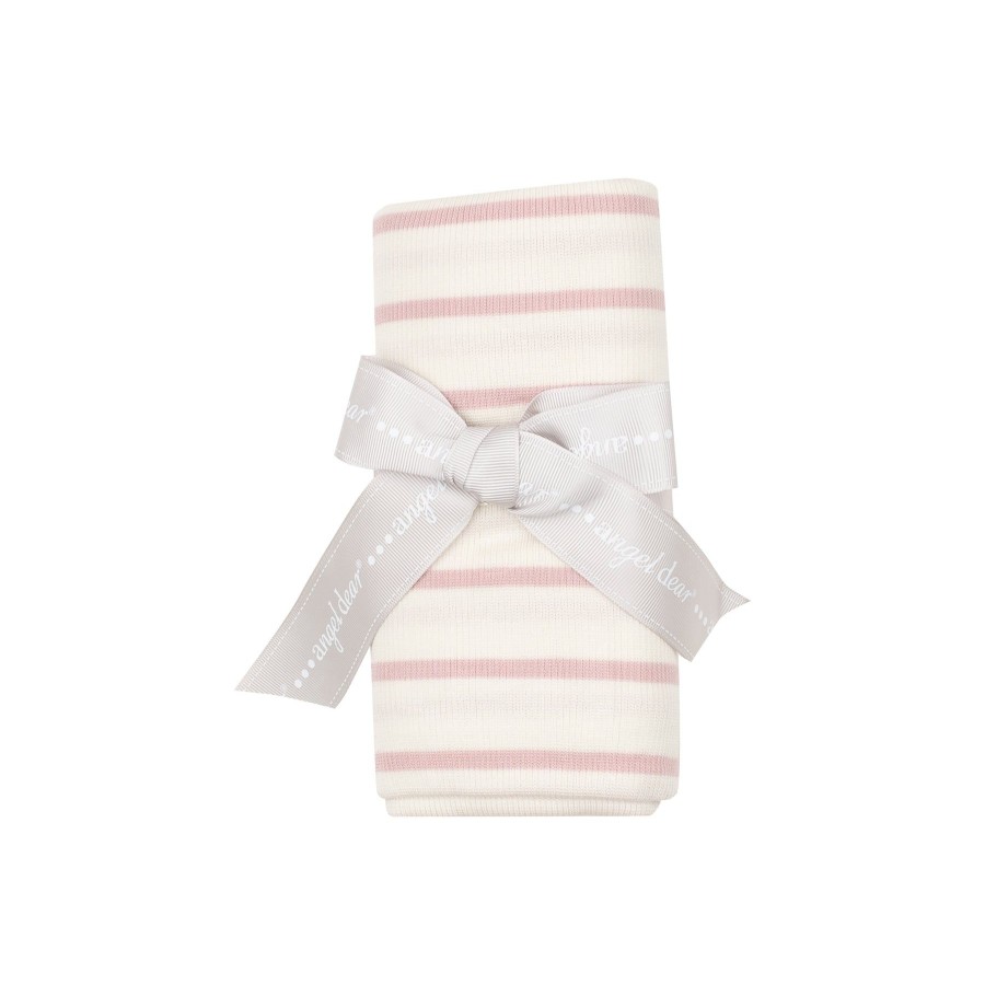 Accessories Angel Dear | Rib Swaddle Blanket-Silver Pink + Sugar Swizzle