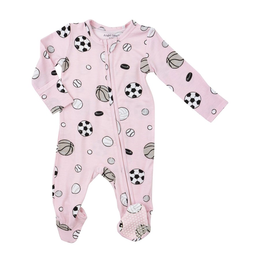 Clothing Angel Dear | 2 Way Zipper Footie-Sports Ball Pink