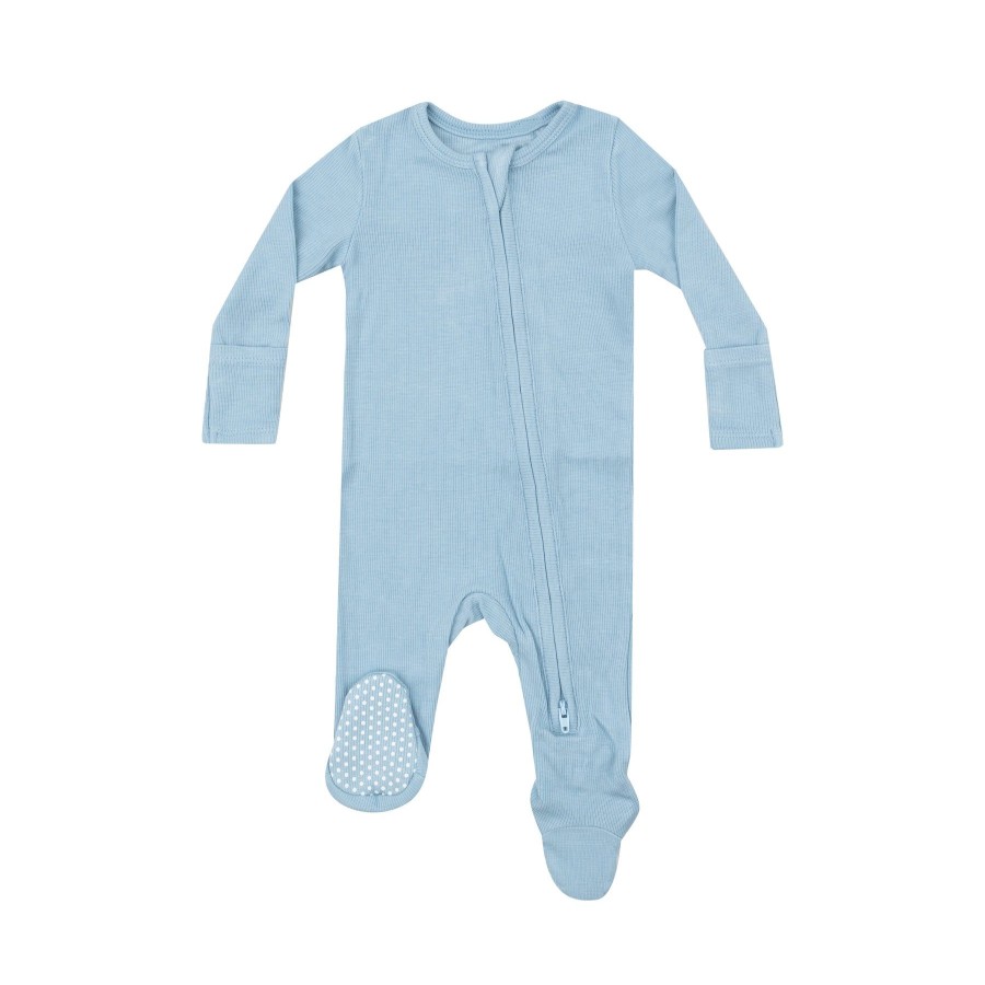 Clothing Angel Dear | 2 Way Zipper Footie-Dream Blue Rib