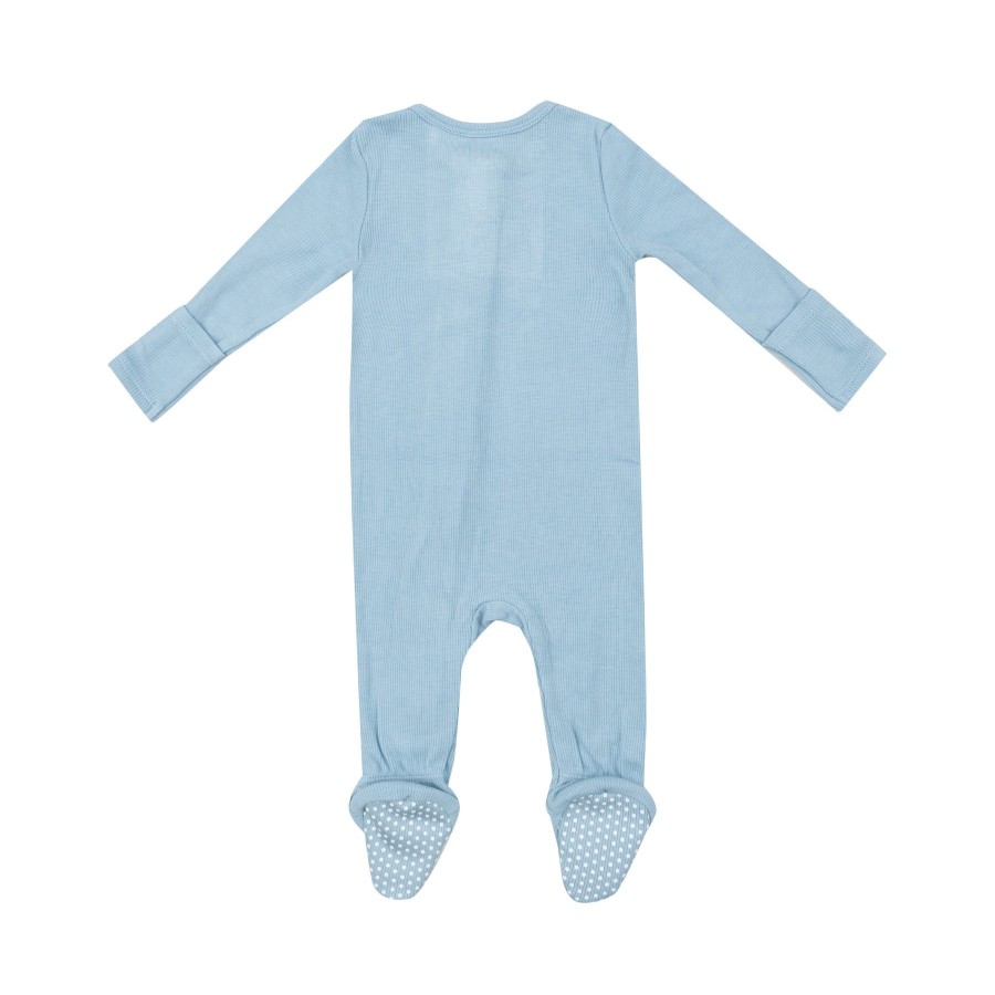 Clothing Angel Dear | 2 Way Zipper Footie-Dream Blue Rib