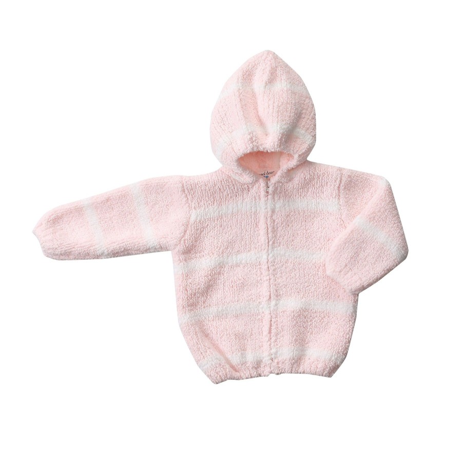 Outerwear Angel Dear | Chenille Hoodie-Pretty Pink / Ivory