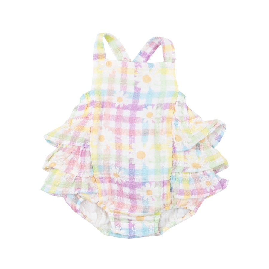 Clothing Angel Dear | Ruffle Sunsuit-Gingham Daisy