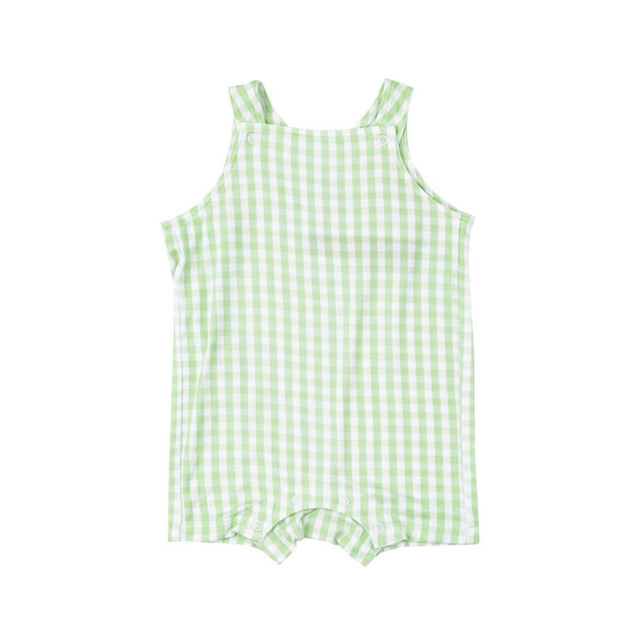 Clothing Angel Dear | Overall Shortie-Mini Gingham Green