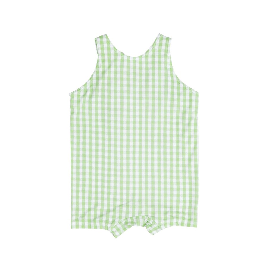 Clothing Angel Dear | Overall Shortie-Mini Gingham Green