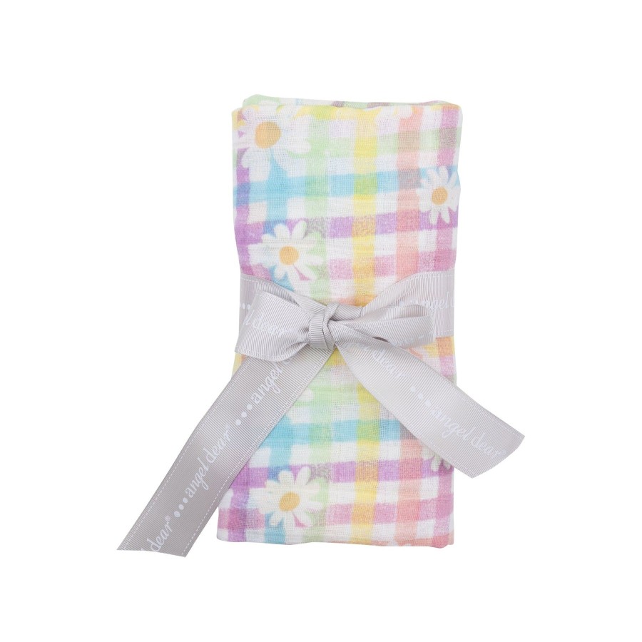 Accessories Angel Dear | Swaddle Blanket-Gingham Daisy