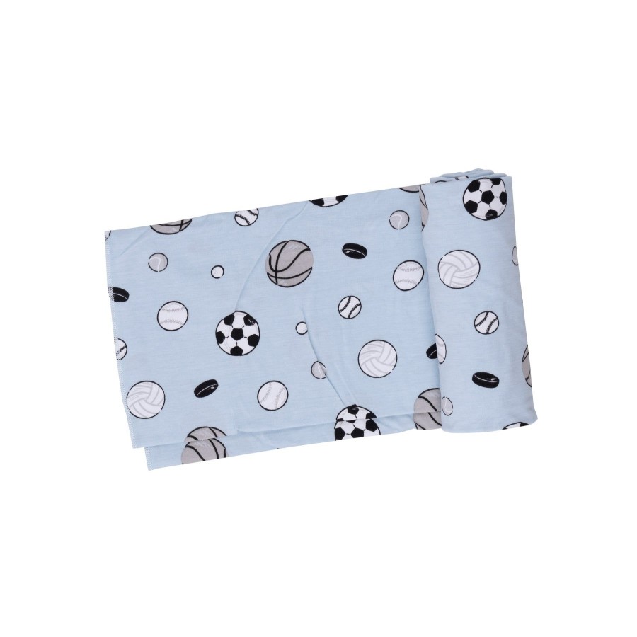 Accessories Angel Dear | Swaddle Blanket-Sports Ball Blue