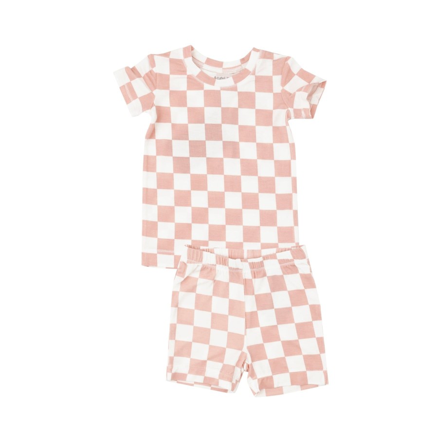 Clothing Angel Dear | Short Lounge Wear Set-Checkerboard Pink