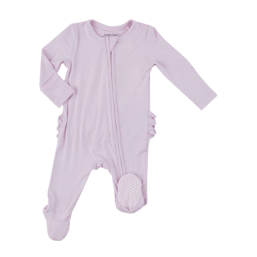 Clothing Angel Dear | 2 Way Zipper Ruffle Back Footie-Orchid Hush