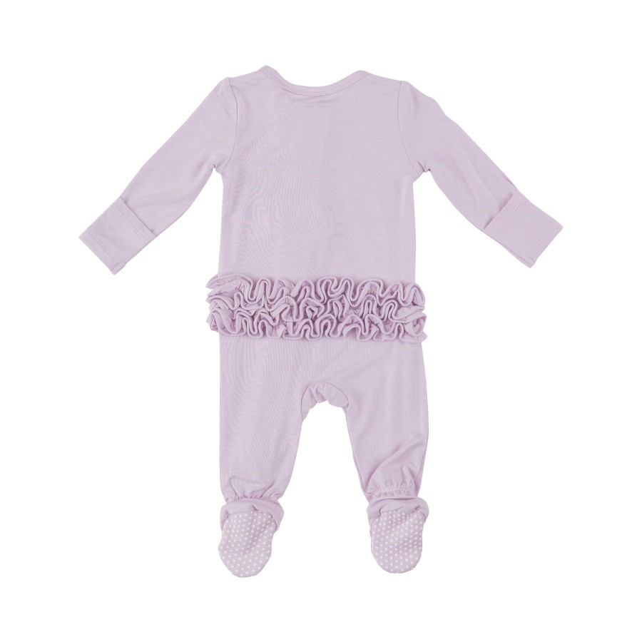 Clothing Angel Dear | 2 Way Zipper Ruffle Back Footie-Orchid Hush