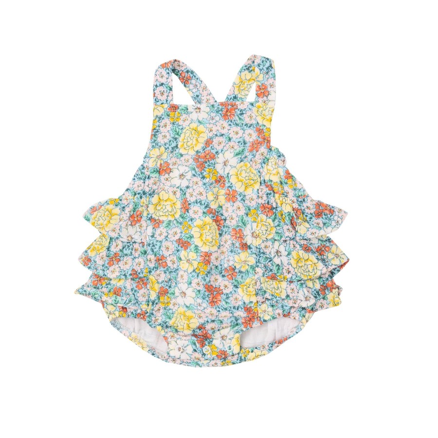 Clothing Angel Dear | Ruffle Sunsuit-Golden Peony Floral