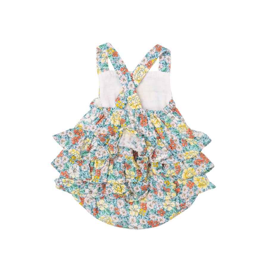 Clothing Angel Dear | Ruffle Sunsuit-Golden Peony Floral