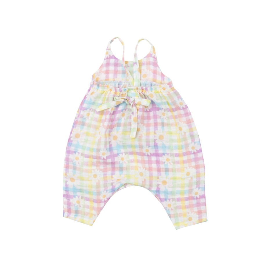 Clothing Angel Dear | Tie Back Romper-Gingham Daisy