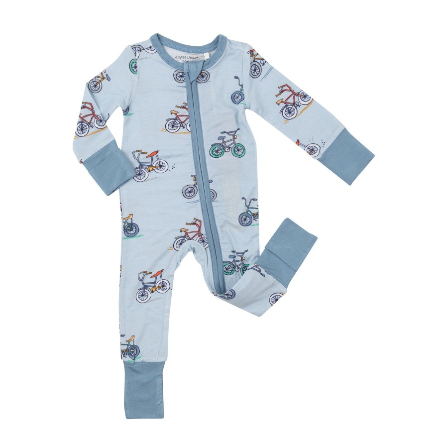 Clothing Angel Dear | 2 Way Zipper Romper-Bikes Blue