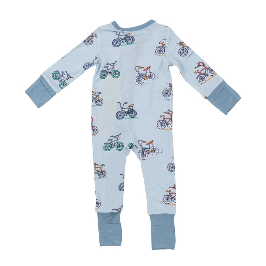 Clothing Angel Dear | 2 Way Zipper Romper-Bikes Blue