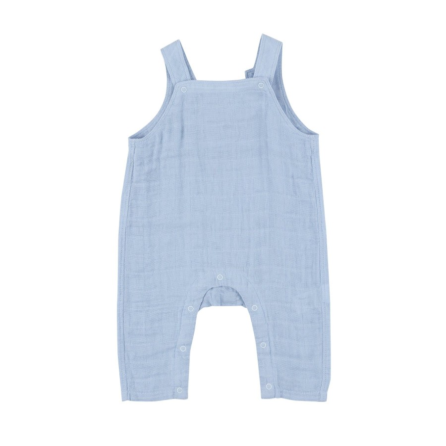 Clothing Angel Dear | Overalls-Dusty Blue Solid Muslin