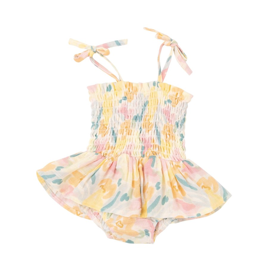 Clothing Angel Dear | Smocked Bubble W/ Skirt-Paris Bouquet