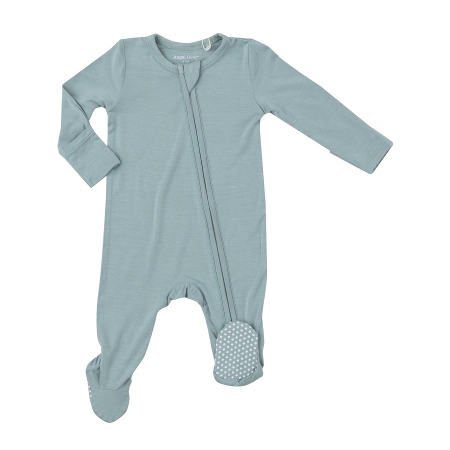 Clothing Angel Dear | 2 Way Zipper Footie-Gray Mist Solid