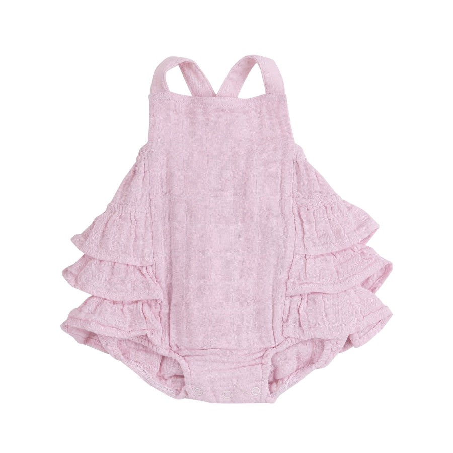 Clothing Angel Dear | Ruffle Sunsuit-Ballet Solid Muslin