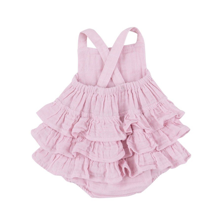 Clothing Angel Dear | Ruffle Sunsuit-Ballet Solid Muslin