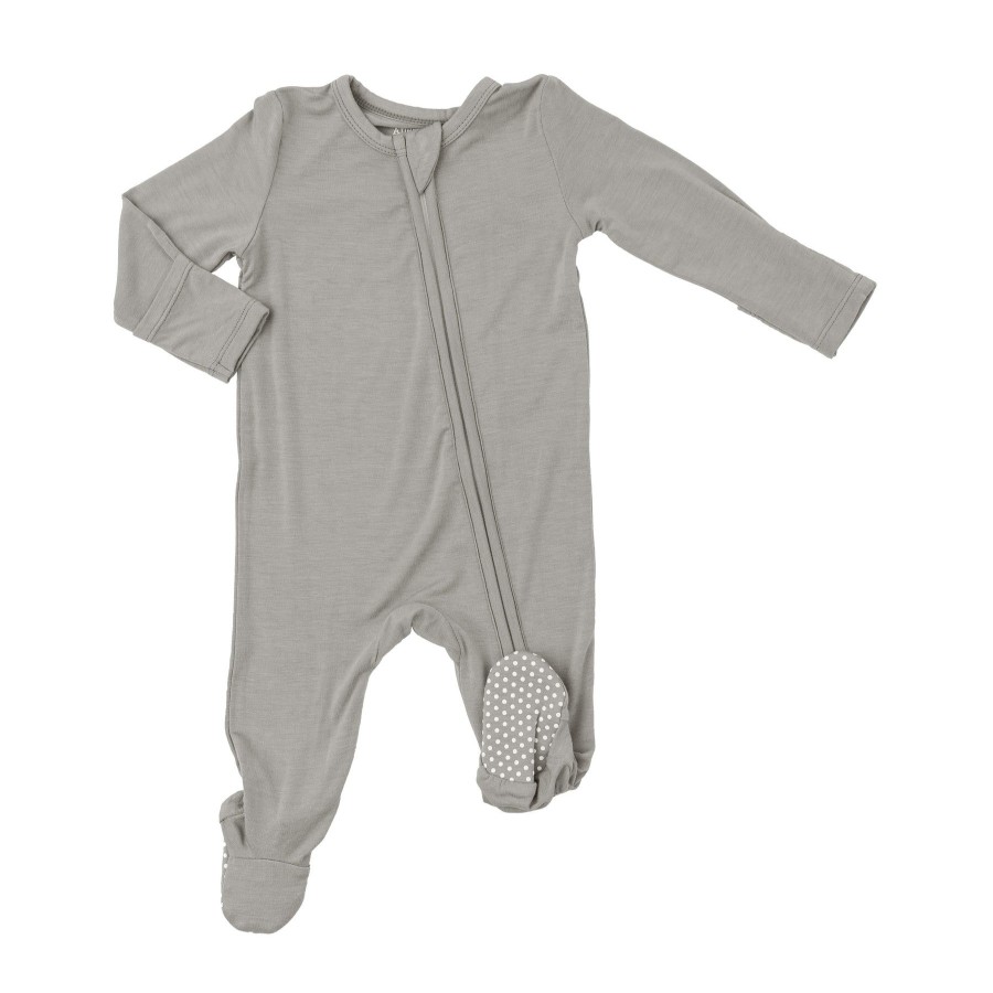 Clothing Angel Dear | 2 Way Zipper Footie-Dove Grey Solid