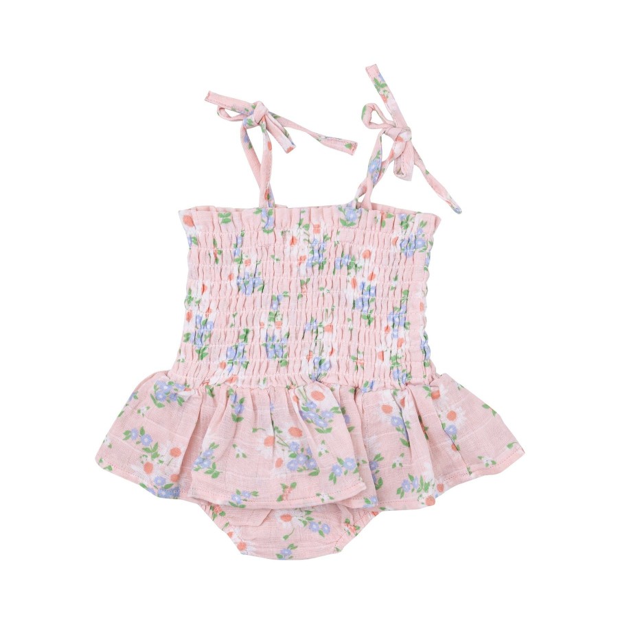 Clothing Angel Dear | Smocked Bubble W/ Skirt-Gathering Daisies