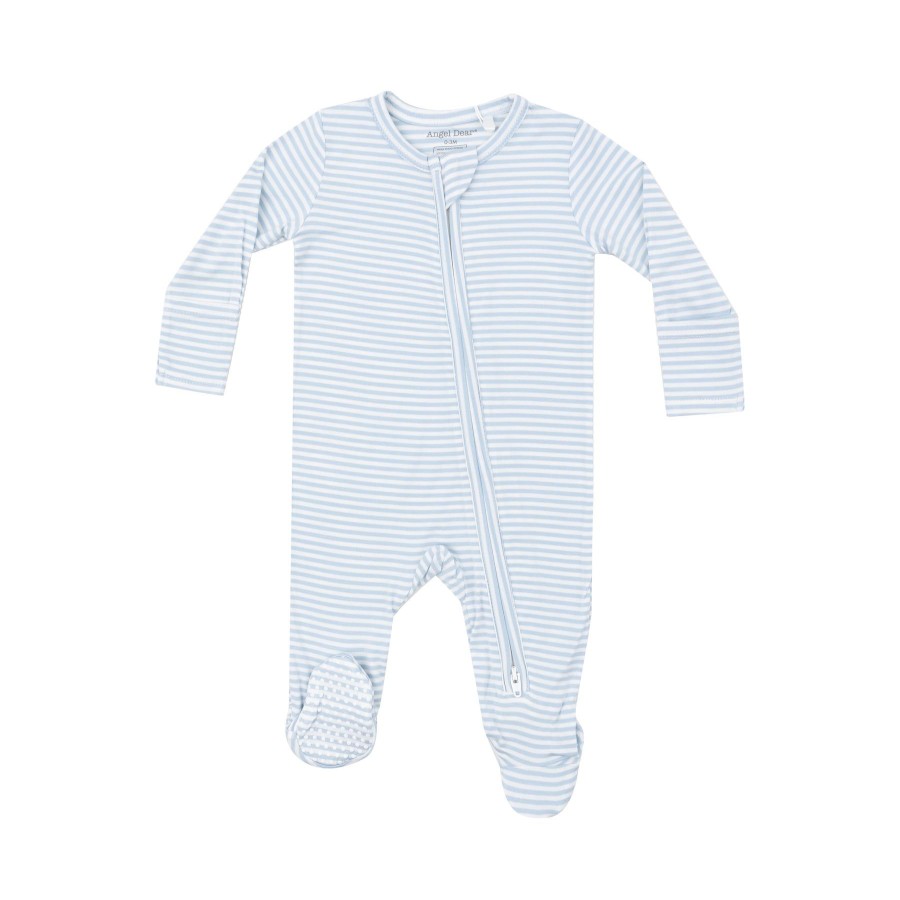 Clothing Angel Dear | 2 Way Zipper Footie-Blue Stripe