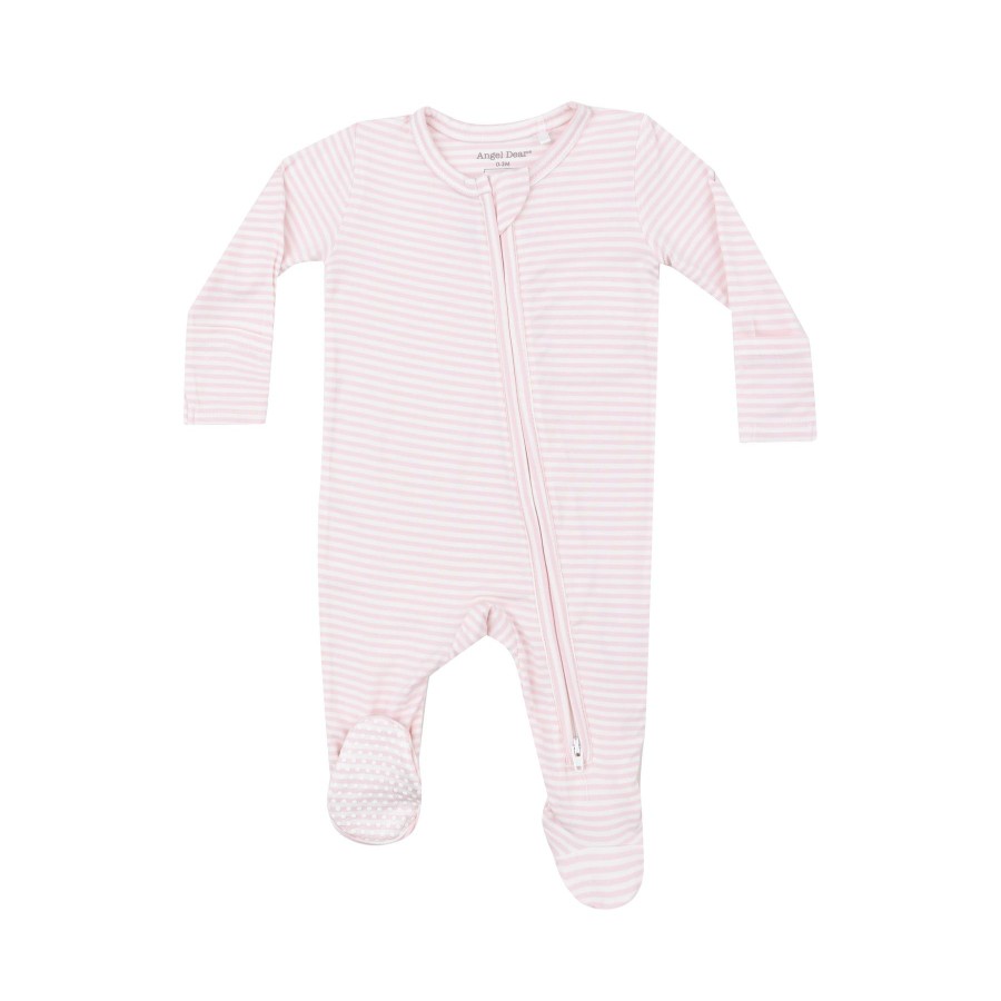 Clothing Angel Dear | 2 Way Zipper Footie-Pink Stripe