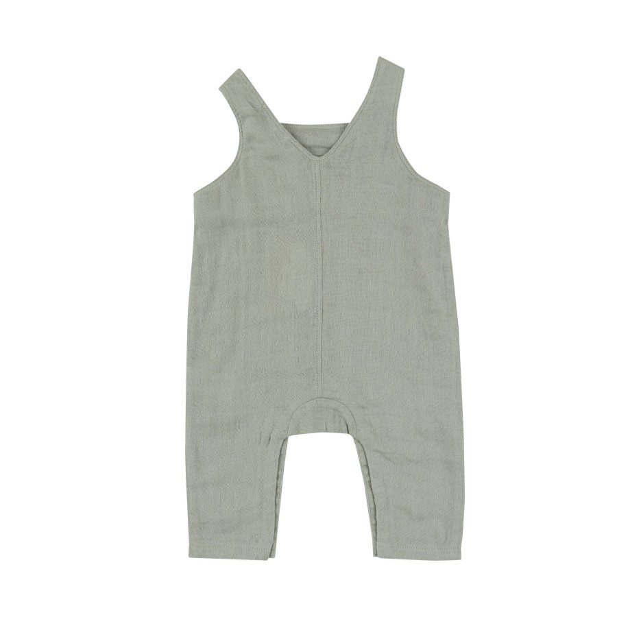 Clothing Angel Dear | Overalls-Desert Sage Solid Muslin