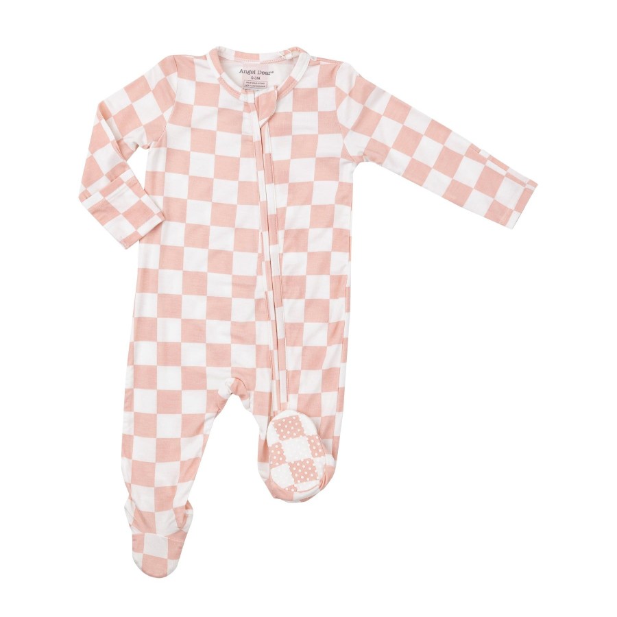 Clothing Angel Dear | 2 Way Zipper Footie-Checkerboard Pink