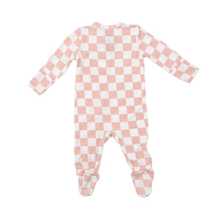 Clothing Angel Dear | 2 Way Zipper Footie-Checkerboard Pink