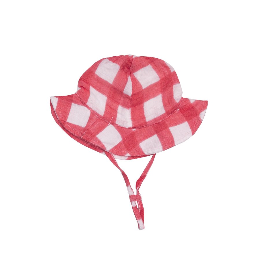 Accessories Angel Dear | Sunhat-Painted Gingham Red